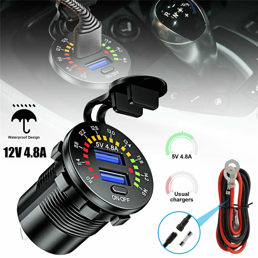 

Автомобильное зарядное устройство с двумя Usb-портами, 12 В, 4,8 А, 24 Вт