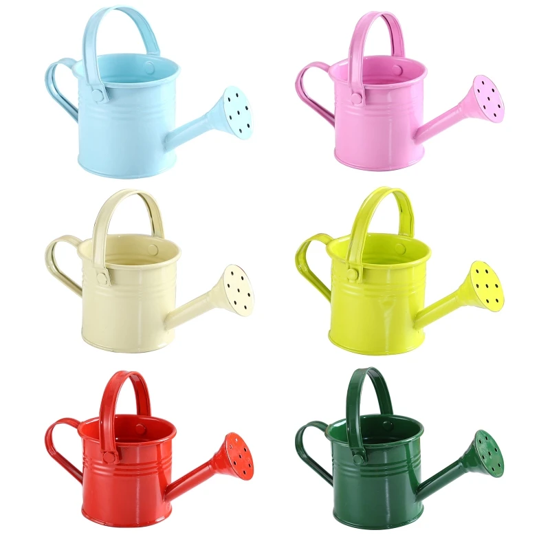 

Mini Gardening Water Pot with Handle Tote Candy Color Metal Planting Pot for Kids Small Portable Indoor Watering 40JA