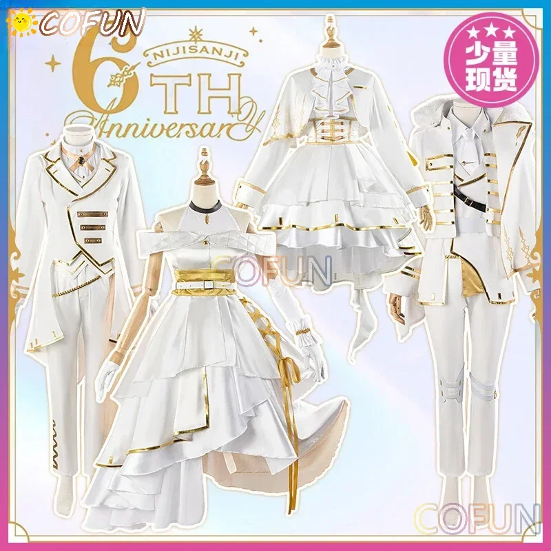 Аниме виртуальный YouTuber NIJISANJI косплей костюм 6-летия Kuzuha/Varkana/ nei ponto/Hokase Fuyuki белый