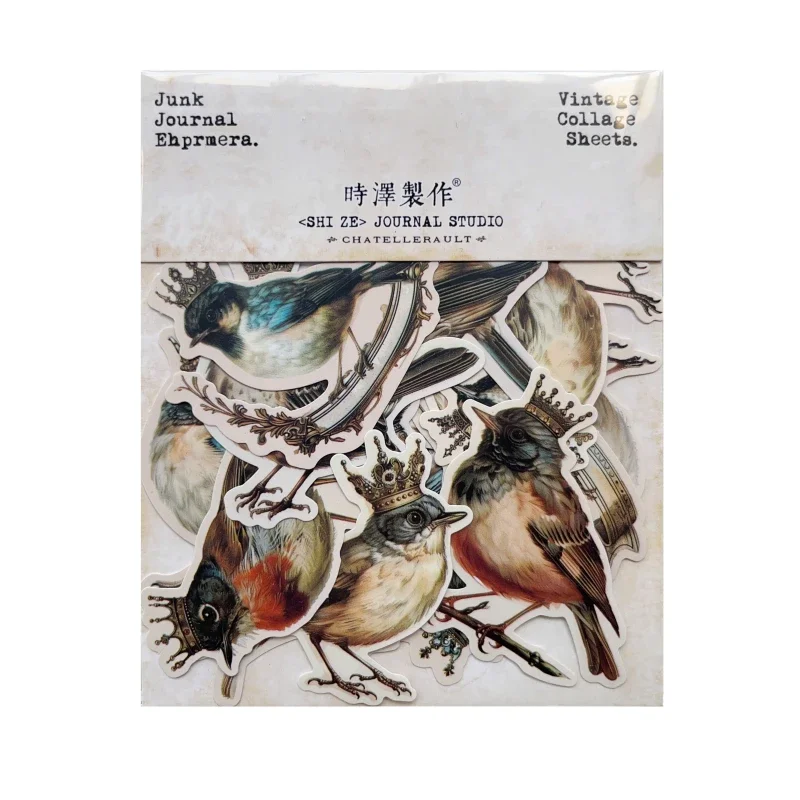 

Винтаж наклейки для дневника птицы короны