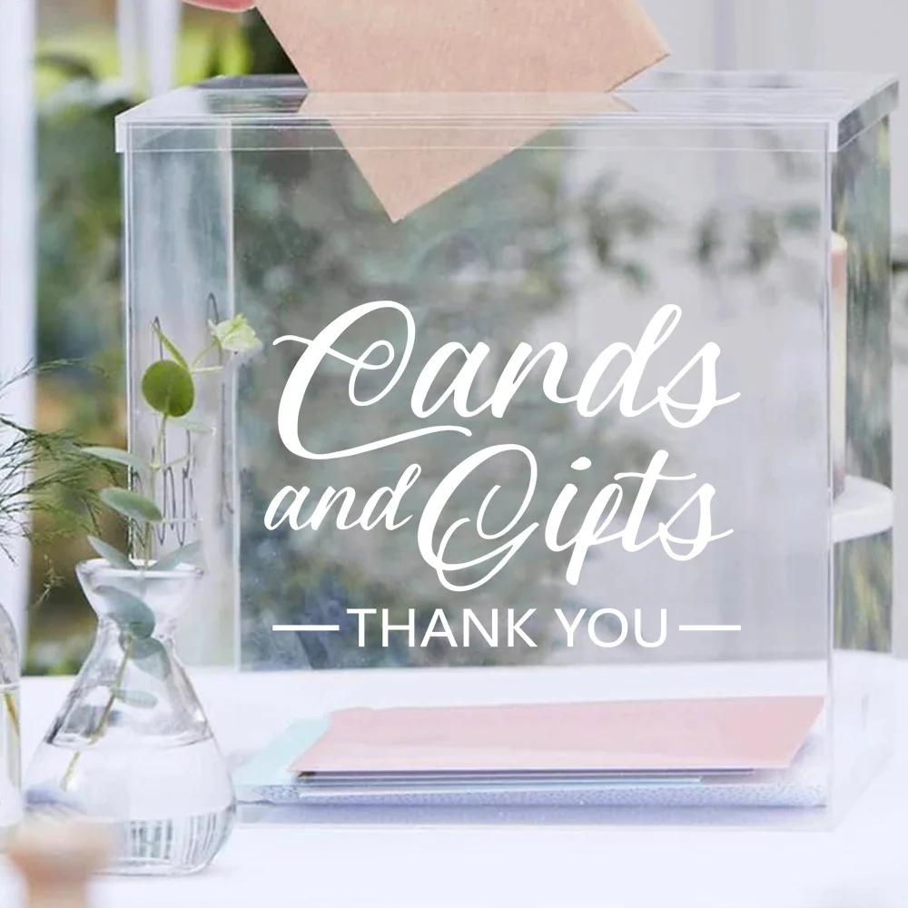 

Wedding Cards and Gifts Box Vinyl Sticker Custom Texts Names Decals Wedding Card Sign Custom Stickers For Wedding Boxs Art Decor
