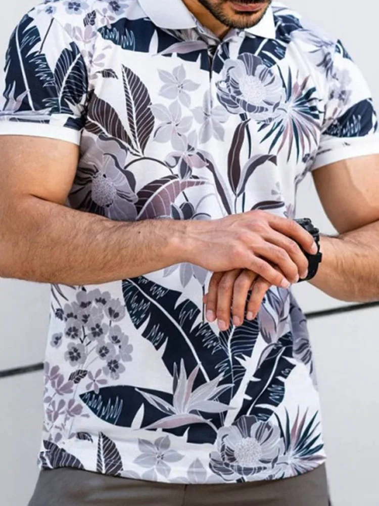 

Summer Short Sleeve Button-up Shirts New Fashion Pattern Print Mens Shirt Turn-down Collar Cardigan Tops Mens Casual Streetwear