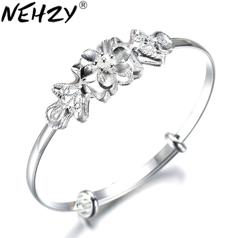 

925 Stamp Silver Woman High Quality Bracelet Fashion Flowers Opening Bow Lovely Female Jewelry