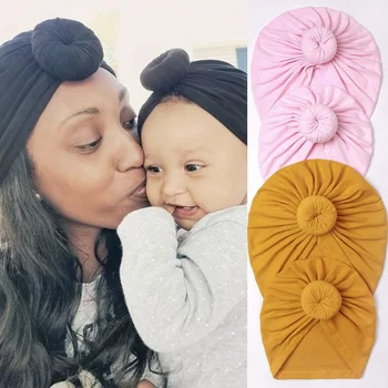 Mother Kid Beanie Baby Boy Girl Solid Color Soft Donut Bonnet Bandanas Turban Warm Boneless Cap Newborn Hat Headwrap Accessories 1