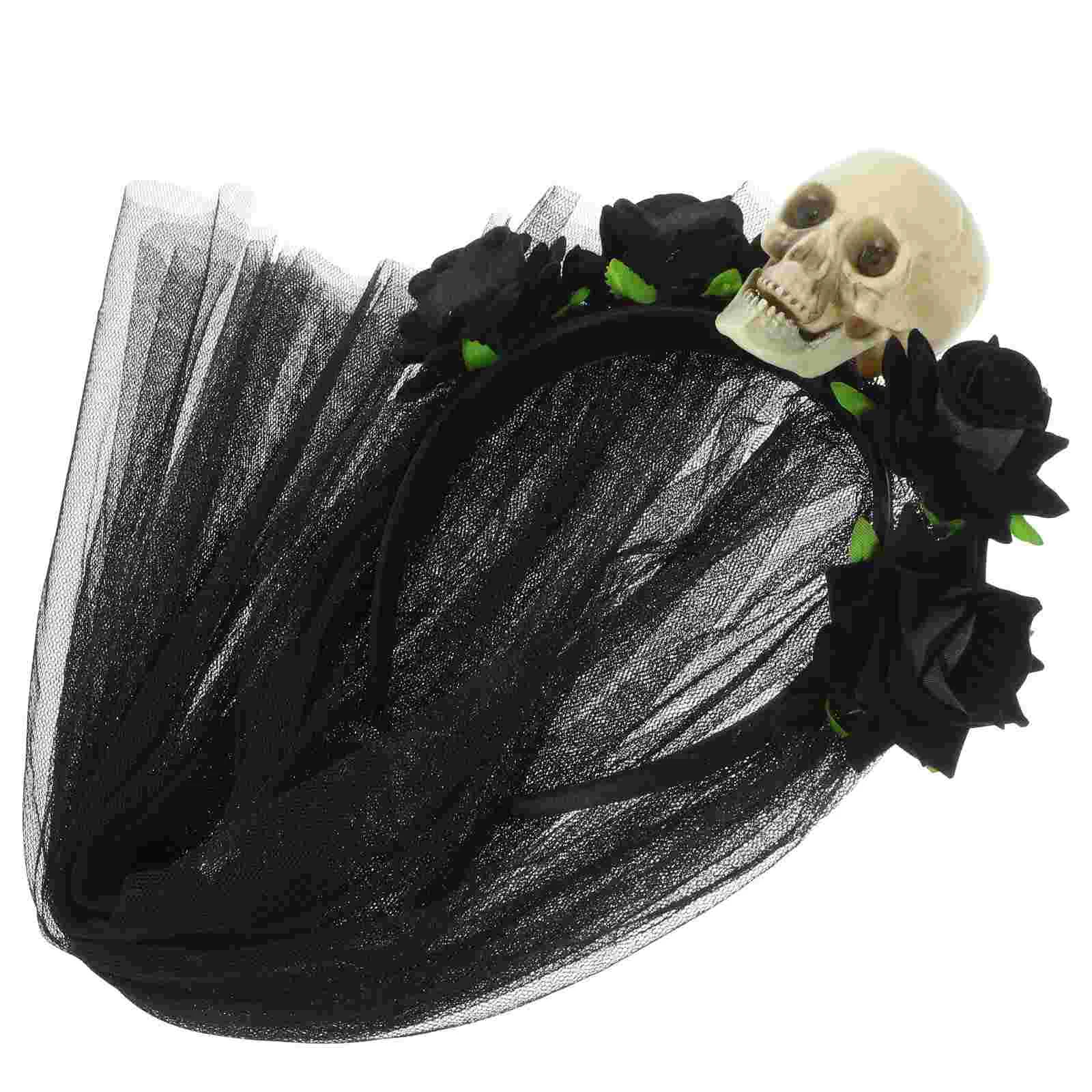 

Mexican Floral Headband Headbands Women Halloween Goth Headpiece Gothic Flower Day The Dead Veil Costume Decor