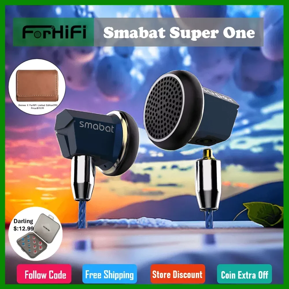 

Smabat Super One Flagship DD IEMs 15.4mm Large Dynamic Driver In-Ear Wired Earphones Bass Labyrinth Resonance Structure Earbud