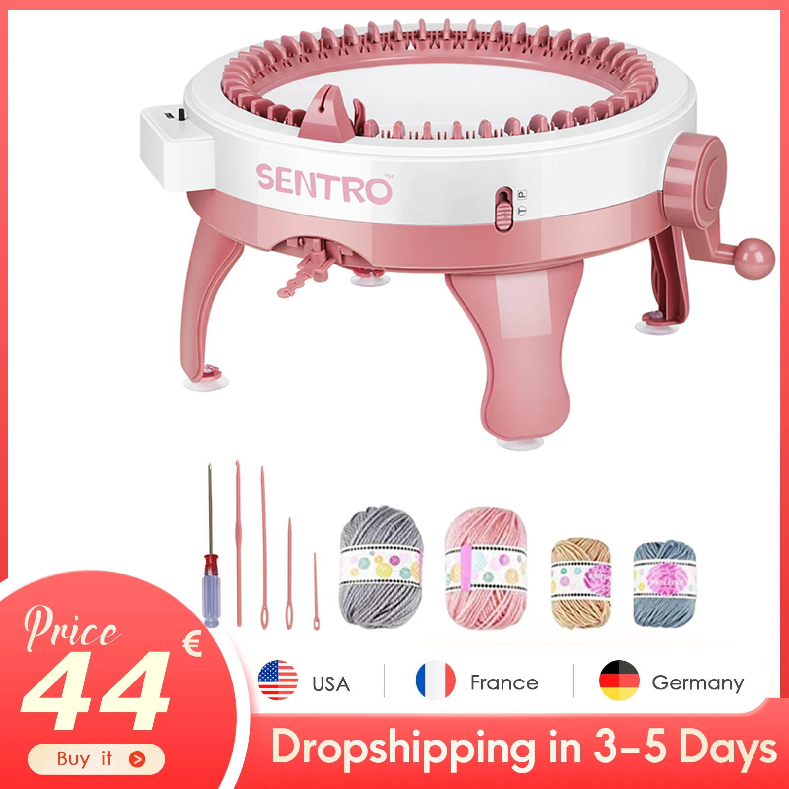 

48 Needles Knitting Loom Machine with Row Counter Smart Weaving Round Board Rotating Double Knit Machine Kit for Adults Kids