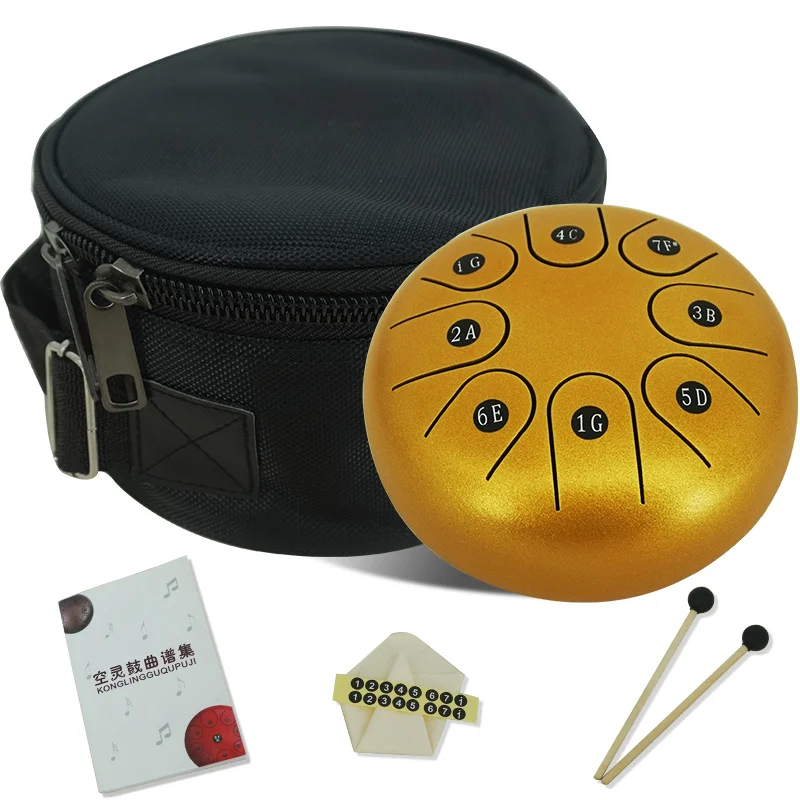 

Aiersi 6 Inch 8 Inch Alloy Steel Tongue Drum Chakra Tank Drum Steel Percussion Padded Travel Bag and Mallets