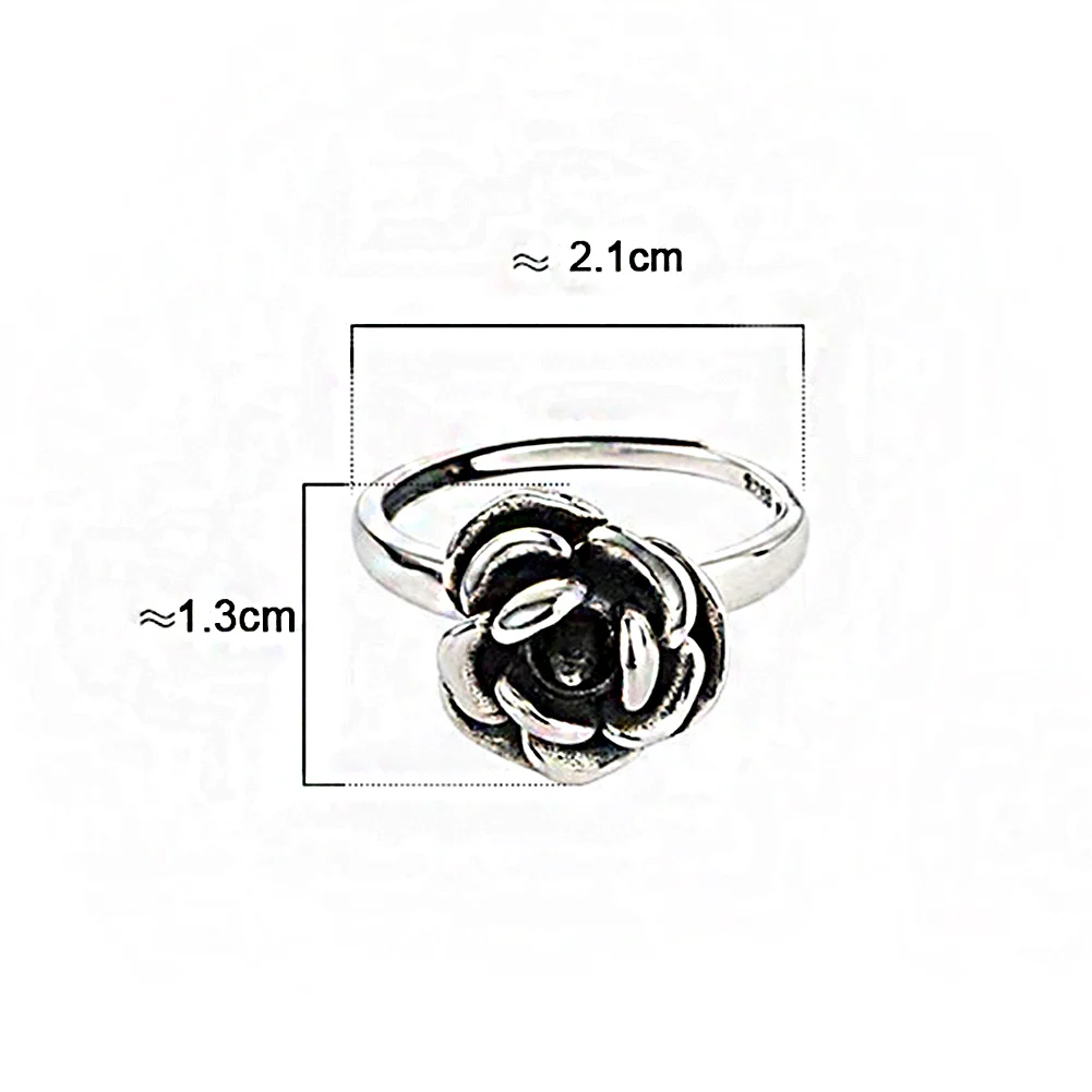 Detachable Rotate Rose Flower Self Defense Ring with Thorn Female Safety Antique Silver Color Adjustable Open Finger Rings images - 6