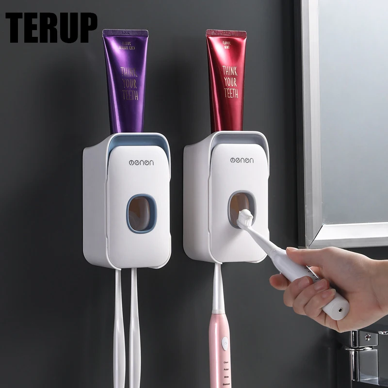 

TERUP Wall-mounted Toothbrush Holder Automatic Toothpaste Dispenser Lazy Toothpaste Squeezer For Toilet Home Bathroom Accessorie