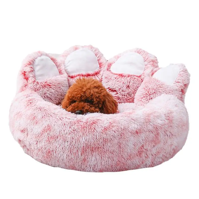 

Calming Dog Beds | Palm Print Shaped Plush Cat Bed | Anti Slip Warm Pet Supplies Cat Mat Fluffy Pet Bed For S/M/L Cats