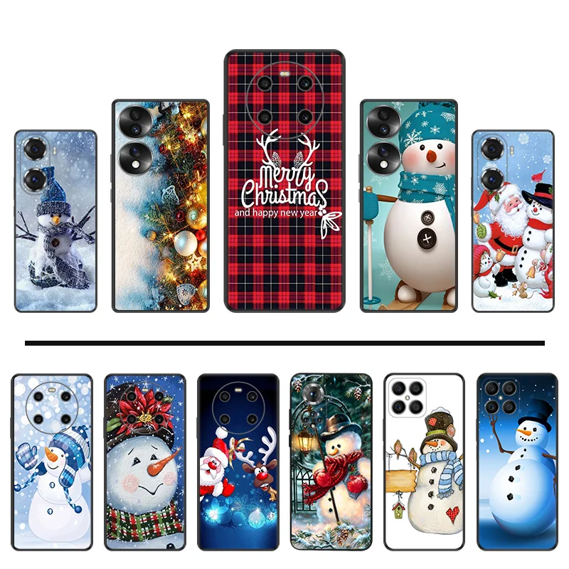 

Silicone Phone Case for Huawei Honor X40 Play 6T 6C 9A 50 X9 X6 X7 X8 Magic4 60 70 Pro 8X 20 30 Snow Christmas Santa Claus Cover