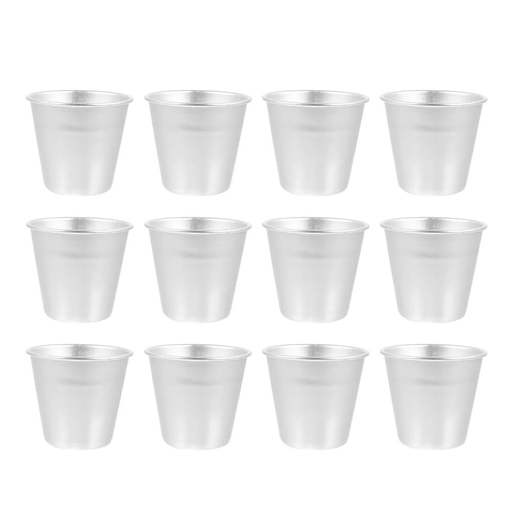 

12 Pcs Alloy Pudding Cup Cake Tins Lining Mousse Cups Aluminum Alloy Ramekin Cup Party Food Mould