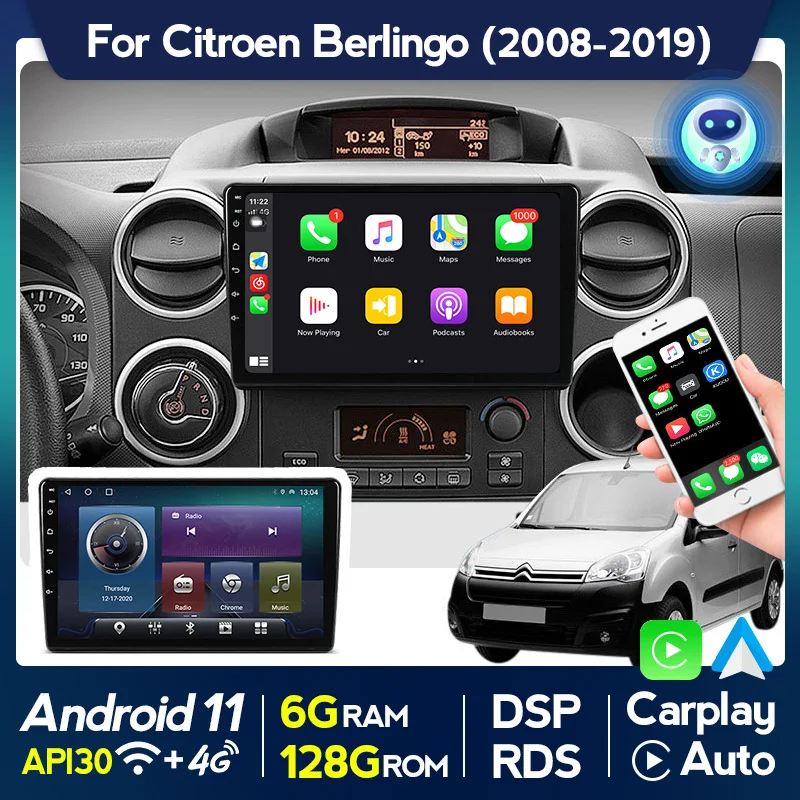 

6G+128G Android 11 Car Radio Stereo for Citroen Berlingo 2 B9 2008-2019 PEUGEOT PG 3008 5008 Partner Multimedia GPS Carplay AUTO