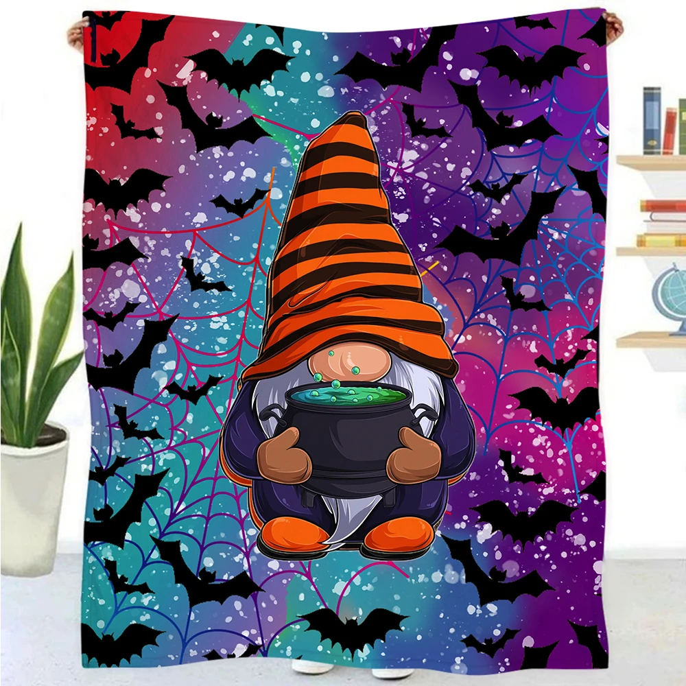 

Home Decor Halloween Thin Blankets Bat Gradient Design Blanket For Women Girls Cozy Autumn Winter Home Office Sofa Accessories