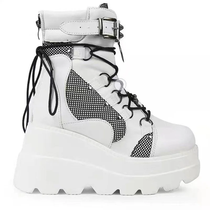 Brand New Gothic Style Platform Vampire Cosplay Women Mid-calf Boots 2022 Winter Wedges Comfy Women Motorcycle Boots Shoes