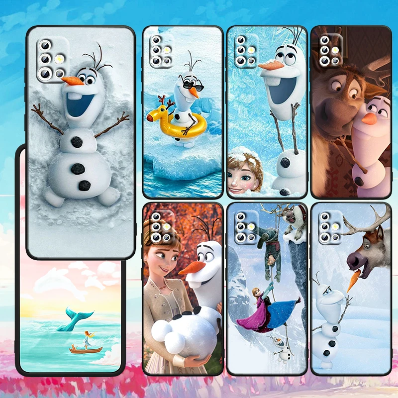 

Phone Case For Samsung A73 A72 A71 A53 A52 A51 A42 A33 A32 A23 A22 A21S A13 A12 A03 5G Disney Frozen olaf Black Cover