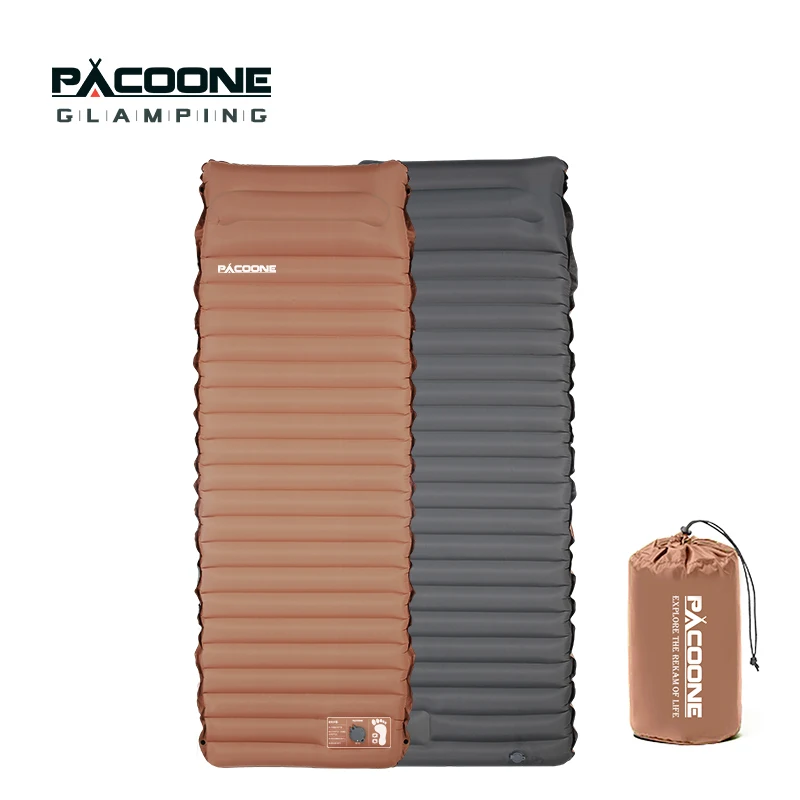 Туристический надувной коврик PACOONE легкий комбинированный мат для сна подушка