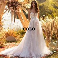 wedding dress 2022 princess wedding dresses spaghetti straps applique bridal dress tulle a line backless beach wedding gown