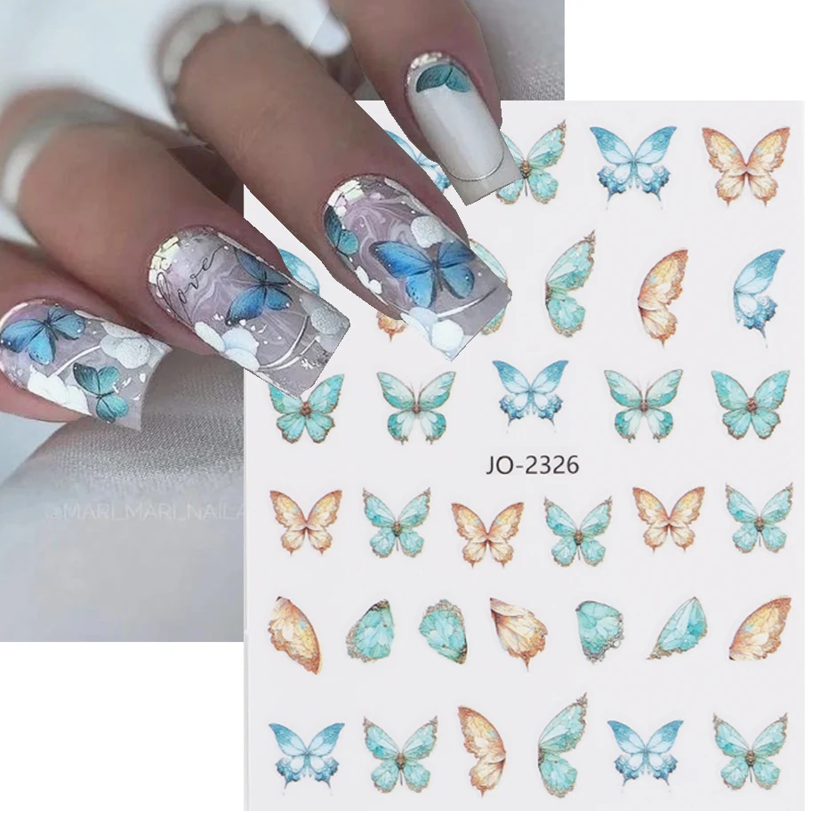 

1PCS Summer Butterfly Nail Sticker Sliders For Nails 3D Flowers Abstract Human Face DlY Nail Supplies Nails Products Nail Decals