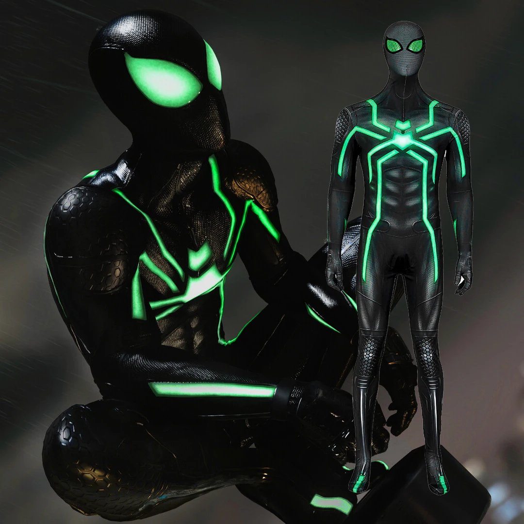 

Spider PS4 Cosplay Costume for Men Stealth Big Time Suit Jumpsuit Bodysuit Across Verse Halloween Carnival Party Role Play Suit