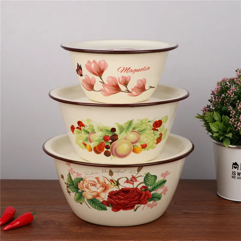 

Old-style thickened enamel flat cover cover basin with cover deepen basin lard basin dumpling stuffing basin cover bowl