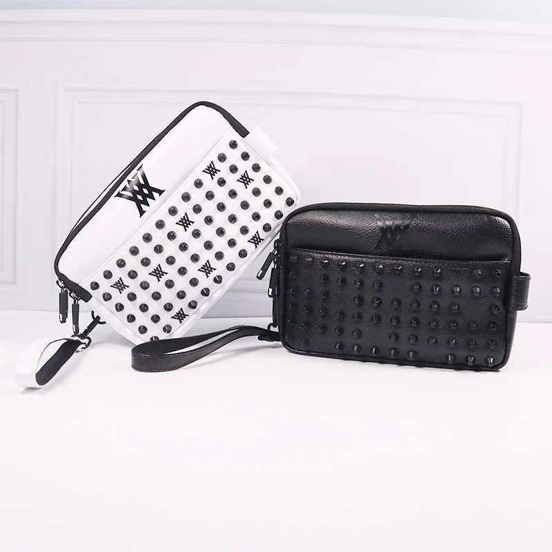 Golf  shoe bag Golf Bags Fashion Trend Rivet Handbag Men's and Women's Universal Two Zipper Independent Space Clutch Bag