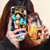 one piece anime phone case for iphone x xs xr xs max 11 11 pro 12 12 pro max for iphone 12 13 mini black liquid silicon