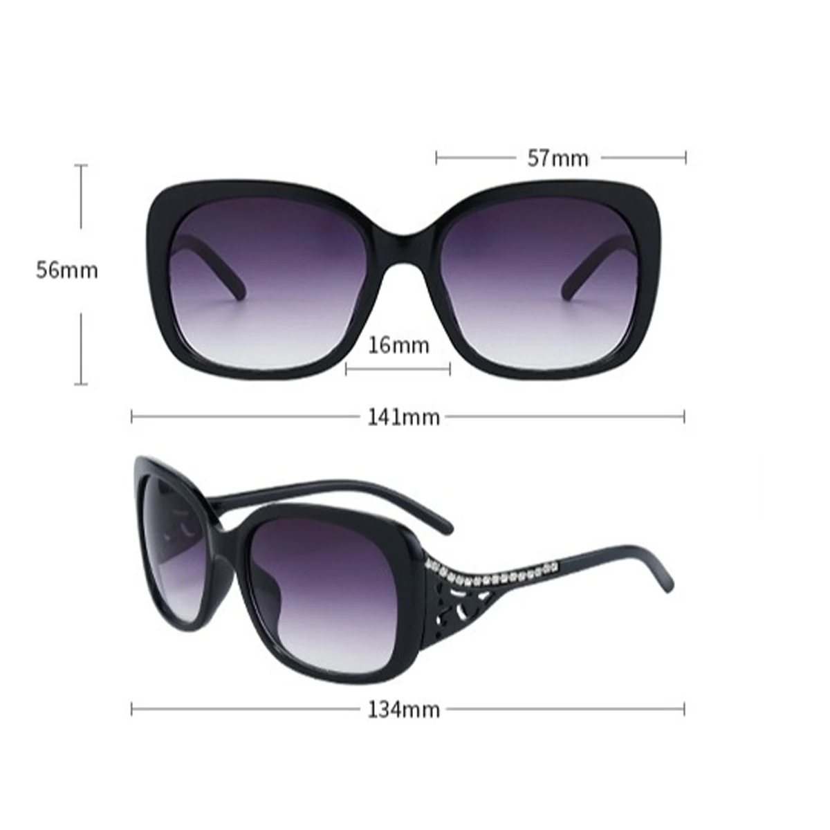 Женские солнцезащитные очки кошачий глаз с металлическим принтом и змеиным