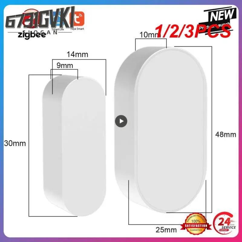 

1/2/3PCS Tuya Zigbee 3.0 Smart Door Window Sensor Zigbee2MQTT Detectors Security Protection Smart Life APP Control Via Alexa