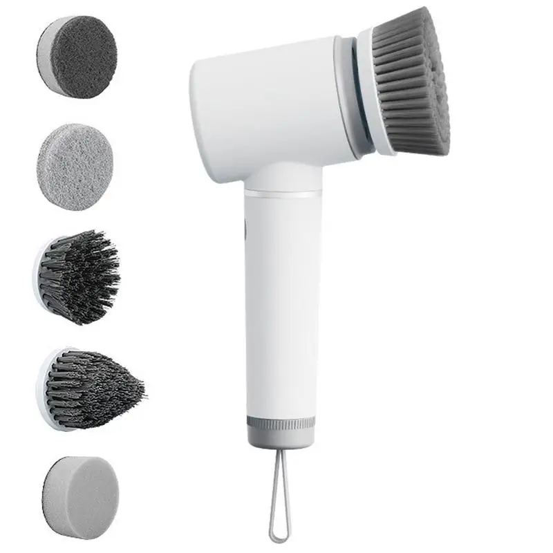 

Electric Spin Scrubber Shower Scrubber With 5 Brush Heads Cleaning Scrub Brush For Bathroom Tub Floor Sink Tile Grout Window