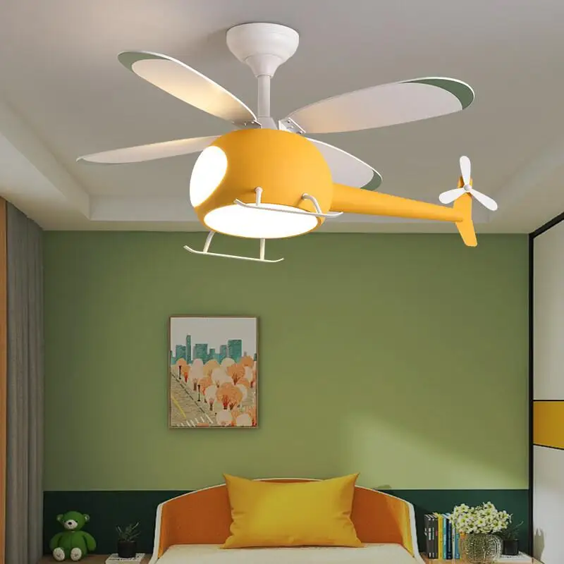 

Милый дизайн вертолета, потолочные вентиляторы для детской комнаты, спальни, кабинета, синего, розового, желтого цветов, строительный вентилятор