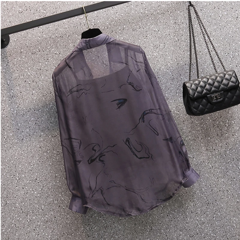 Chiffon Women's Shirts Plus Size Summer Women Clothing 2023 New Long Sleeve Loose Womens Tops Sunscreen Shirts Basic Thin Blouse