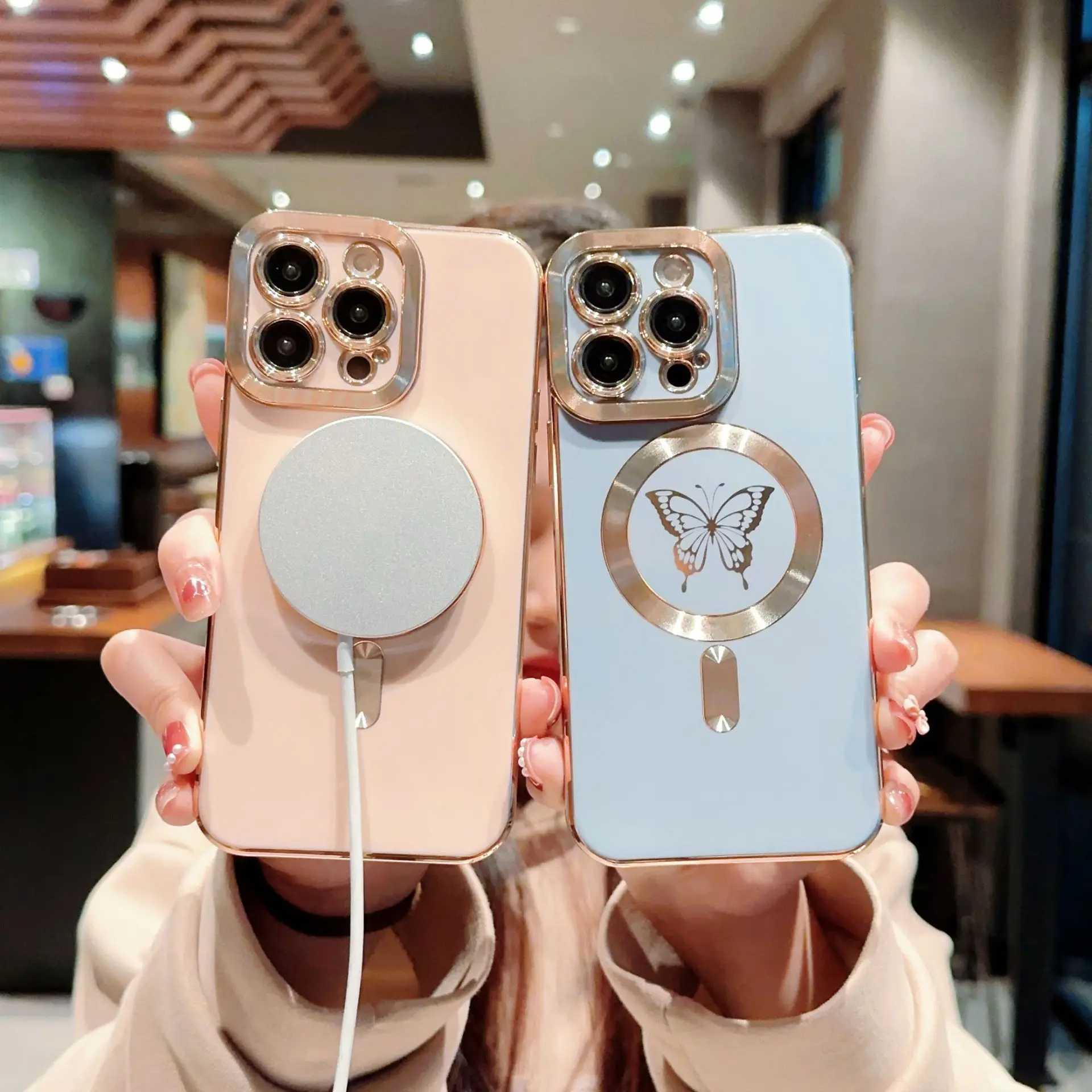 

Fashion Electroplated Magnetic for iPhone 13 14 12 11 Pro Max Lens Backage Shockproof Anti-knock Anti-drop Bumper Cover