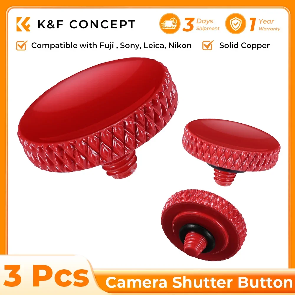 Фото K&F CONCEPT Кнопка спуска затвора камеры 3 шт красная кнопка быстрого спуска для Fuji Sony Leica Nikon аксессуары для камеры из цельной меди №1