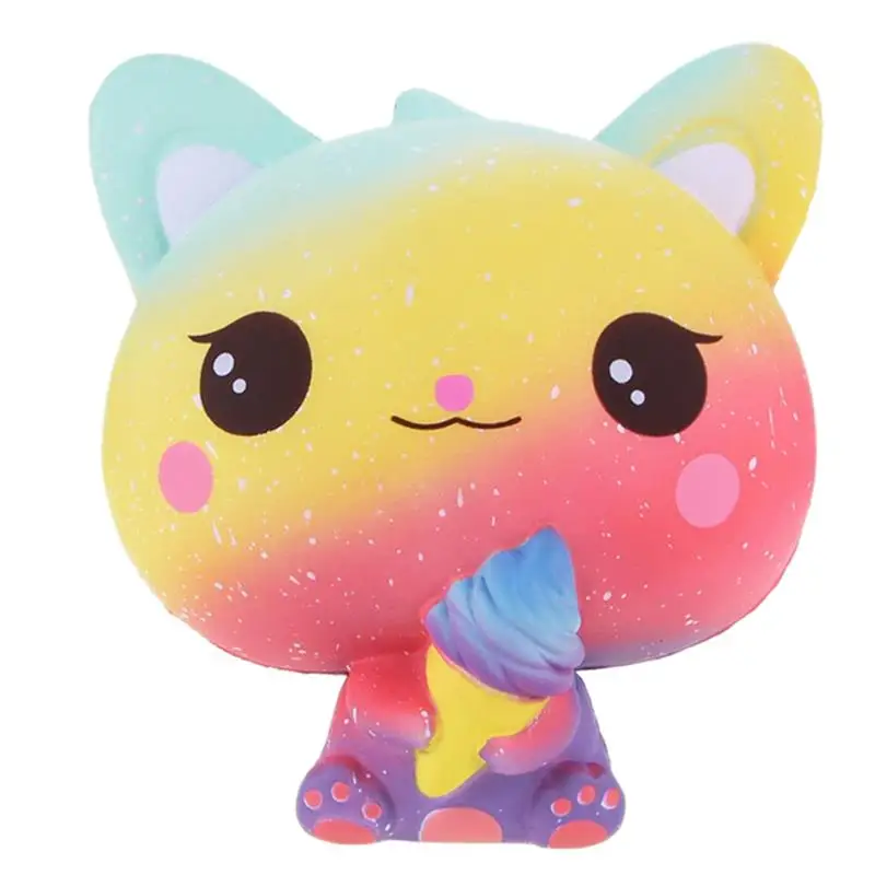 

Rainbow Ice Cream Cat squishy Kitty Slow Rising Toys Kawaii Jumbo Strap Squeeze Scented Bread Cake Toy kids Stress Reliever Gift