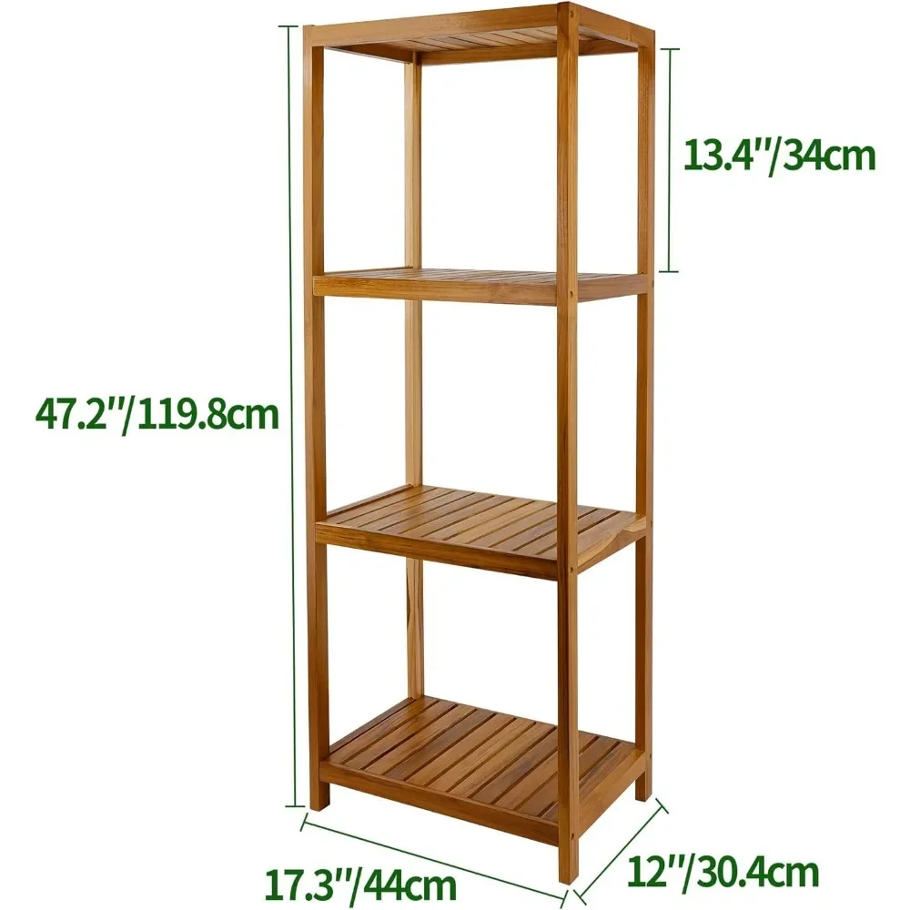 2023 Новая полка для ванной комнаты из тикового дерева 4-уровневая хранения