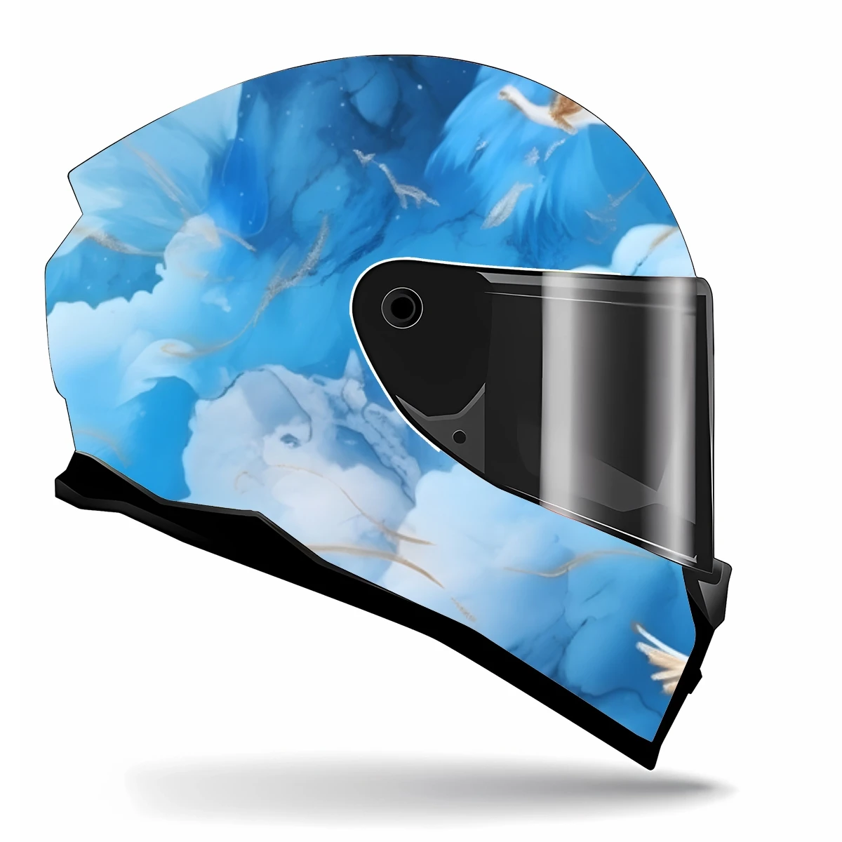 Сине-белая Цветочная полная наклейка на шлем мотоциклетный гоночная графическая