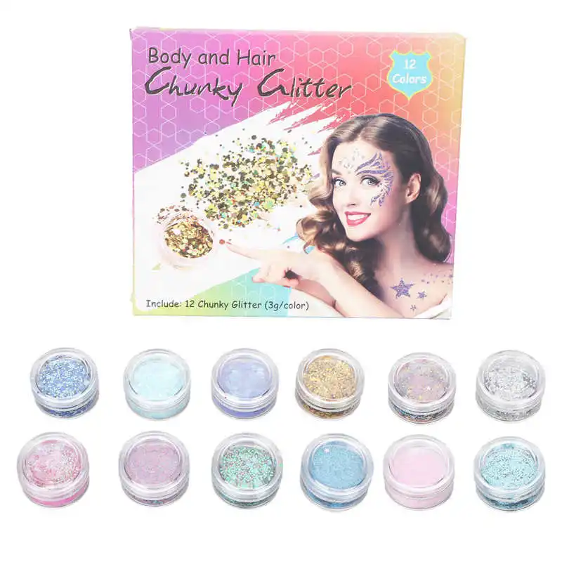 

Nail Art Glitters Safe Beautiful 1.27oz Shining Glitter Kit Various Shapes for Children for Body Painting