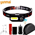 Налобный фонарь с мини-датчиком, налобный фонарь для рыбалки, уличный фонарь с аккумулятором 18650, светодиодные лампы, литий-ионный портативный фонарь Q5 для кемпинга и велоспорта