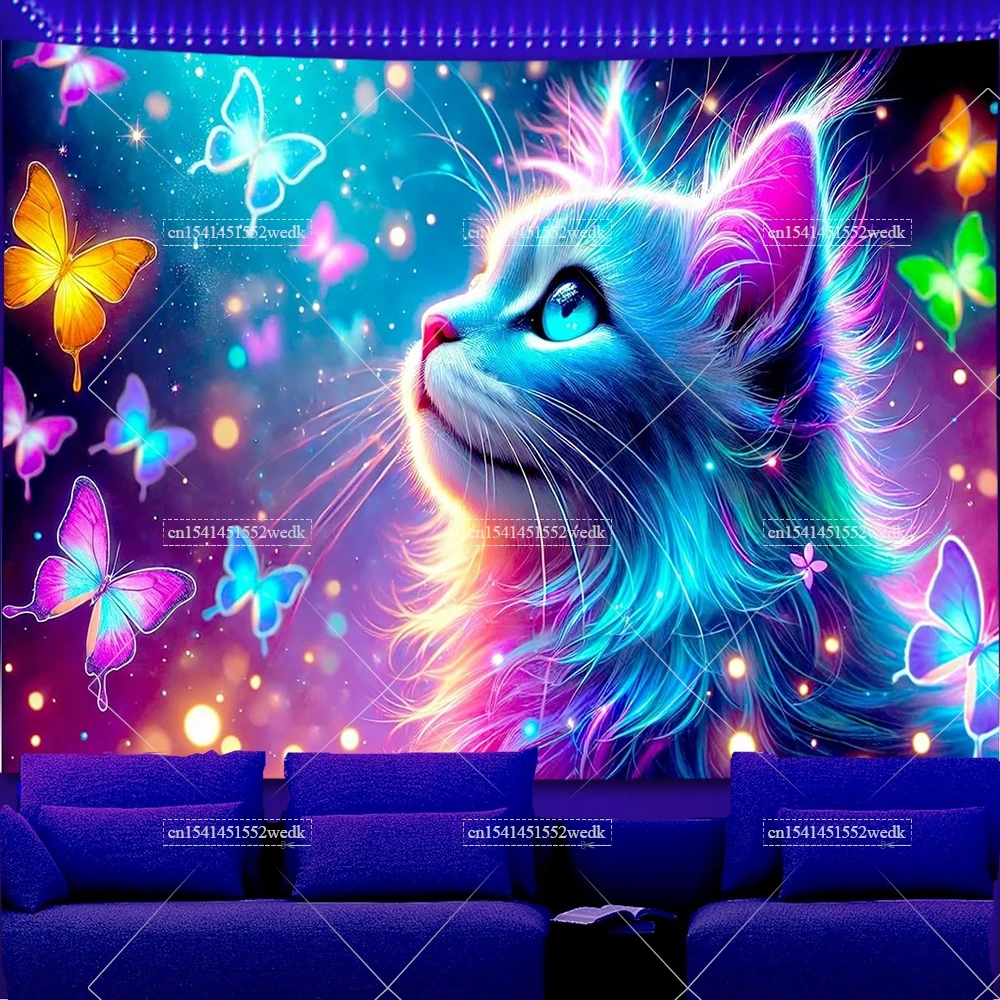 

Гобелен Blacklight с изображением кота FFO