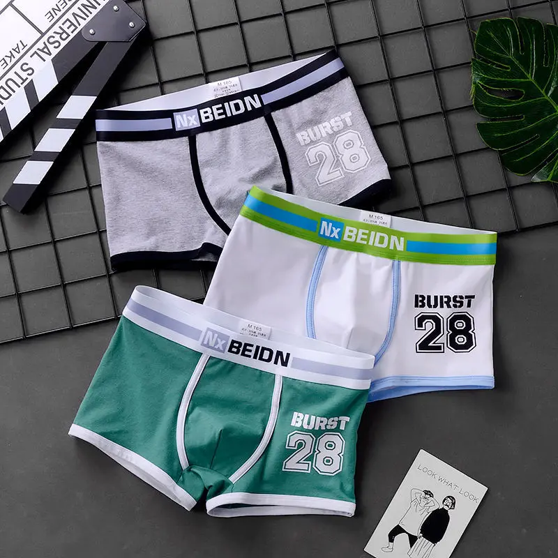 Personalized printing youth men's underwear adult flat corner trend summer breathable four corner trouser head