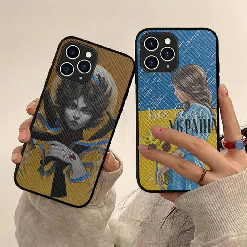 

Ukraine flag Girl Phone Case Hard Leather Case for iPhone 11 12 13 Mini Pro Max 8 7 Plus SE 2020 X XR XS Coque