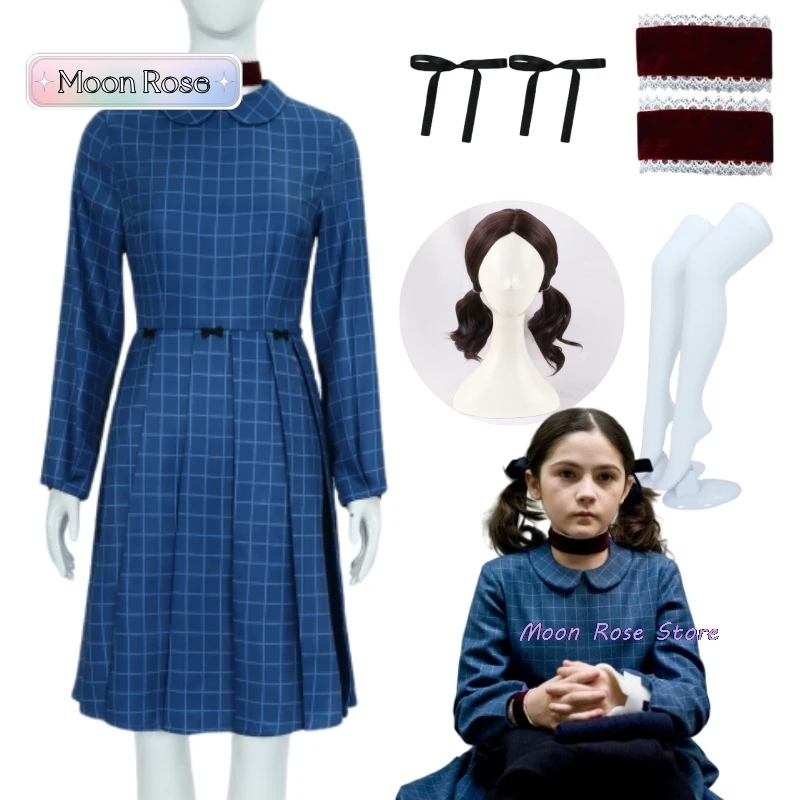 Новый страшный фильм Сирф Эстер Колман костюм для косплея парик синее клетчатое