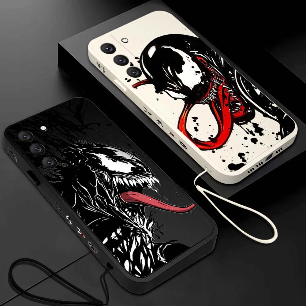 

Venom Black Sketch Art Phone Case For Samsung A53 A50 A12 A52S A51 A72 A71 A73 A81 A91 A32 A22 A20 A30 A21S 4G with Hand Strap