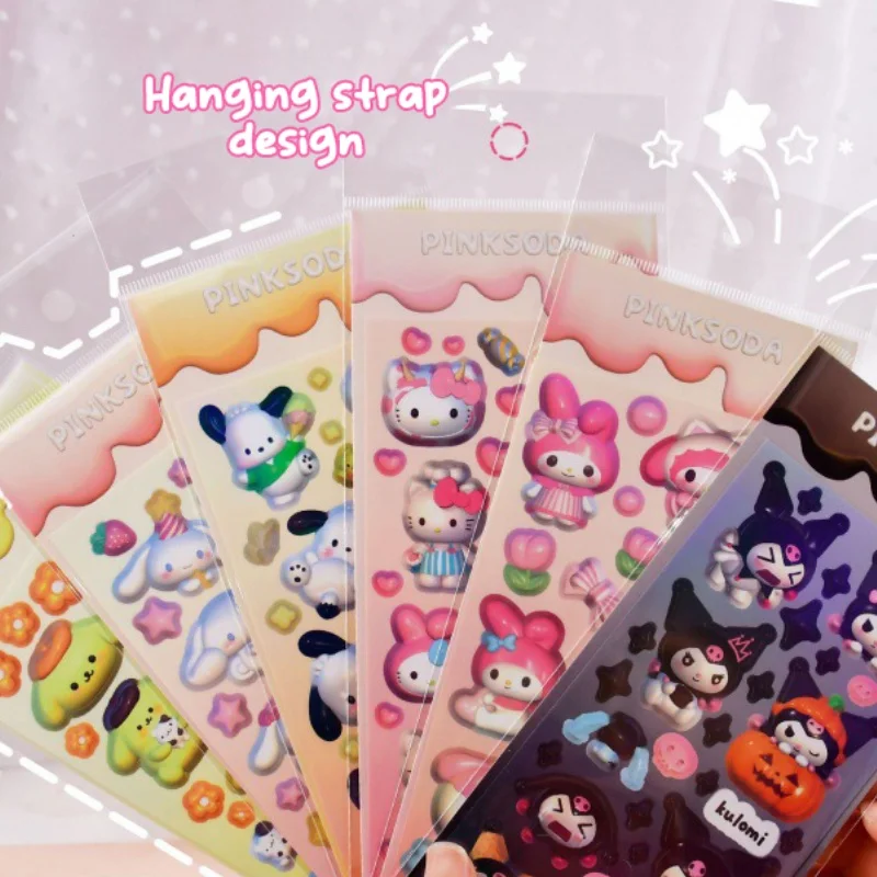 6 листов мультяшная наклейка Sanrio Hellow Kitty Kuromi для моделирования Goo Card декоративная