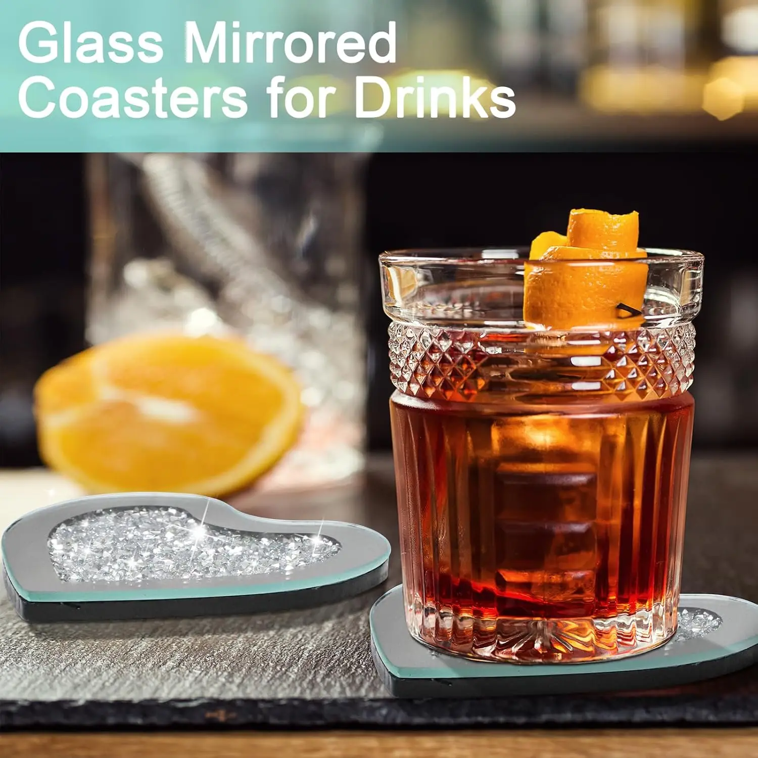 4 шт. стеклянная хрустальная подставка с бриллиантами зеркальная серебряный