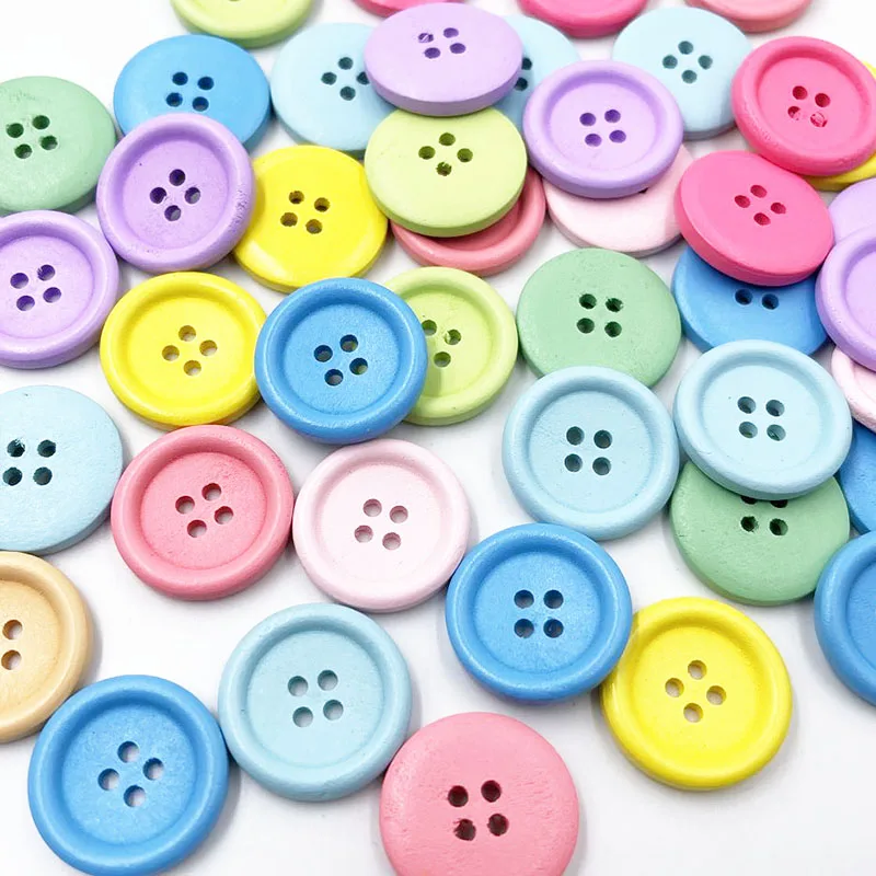 20 шт., круговые деревянные пуговицы с 4 отверстиями