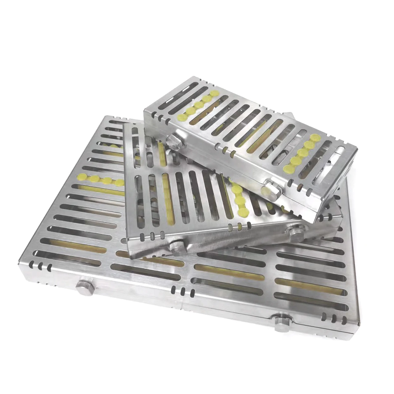 

Dental Autoclavable Surgical Sterilization Box Stainless steel Sterilization Rack Dental Cassette File Burs Disinfection Tray
