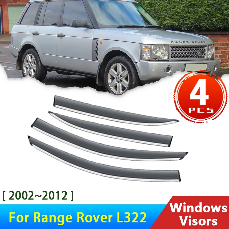 

Автомобильные оконные козырьки для Range Rover L322 2002 ~ 2012 2011, аксессуары, дефлекторы, защита от дождя для бровей, козырьки, защита 2005 2006
